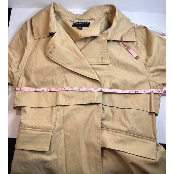 Bernardo Tan Khaki Cotton Twill Belted Trench Coat W Sz XL - Picture 8 of 9